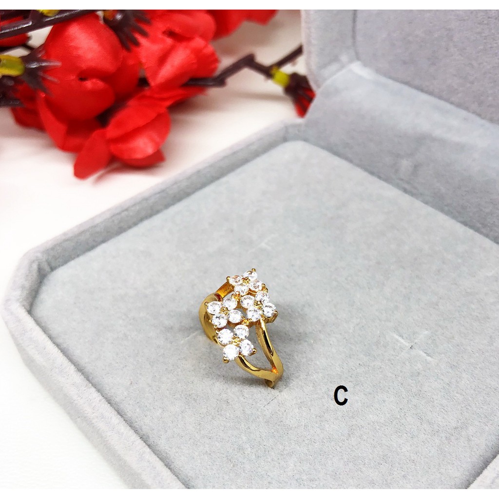 Cincin Wanita Fashion Xuping Hijau Merah Lapis Emas - BR436