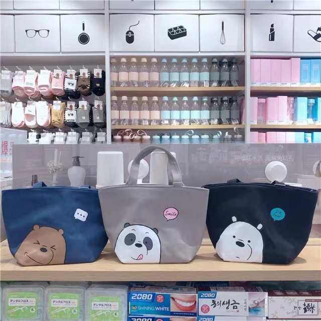 Jual Miniso We Bare Bears Lunchbox Bag with Aluminium Foil Shopee