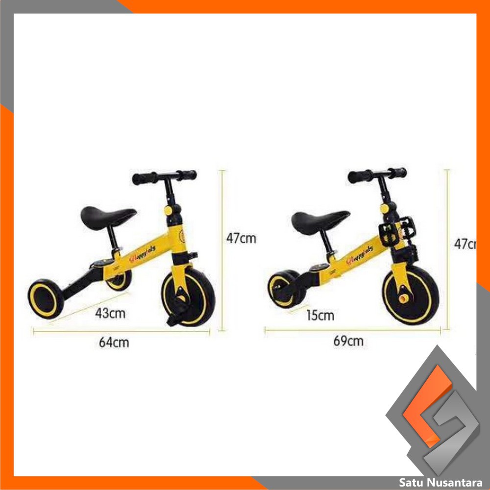 SN-M97 Mainan Sepeda Anak 3 Roda 2in1 Sepeda Keseimbangan Anak Balance Bike Ride On Anak Push Bike-7