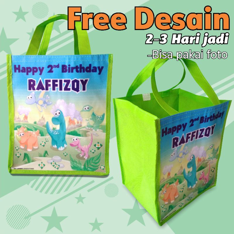 

Tas Souvenir Ulang Tahun Muat Dus Nasi 18x18 / Free Desain