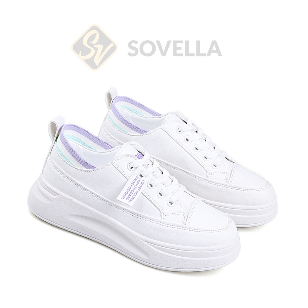 SOVELLA Joice Sepatu Sneakers Simple Putih Abu-Abu Wanita Import-Rainbow Purple-88057