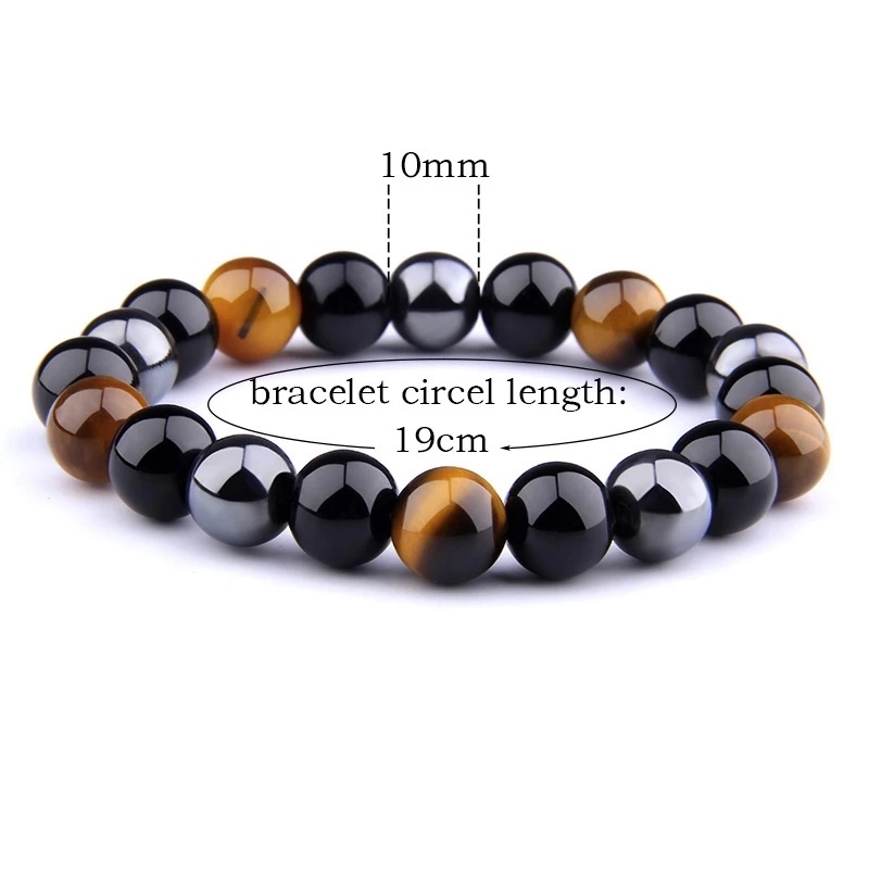 1gaya Retro Laki-Laki Tiger Eye Hematite Bead Gelang Perawatan Kesehatan Magnet Pelangsing Gelang