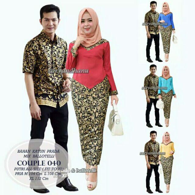 Couple Vivian Seroja Lumbung Batik Maura Couple - Sania Ruffle Couple Batik Modern