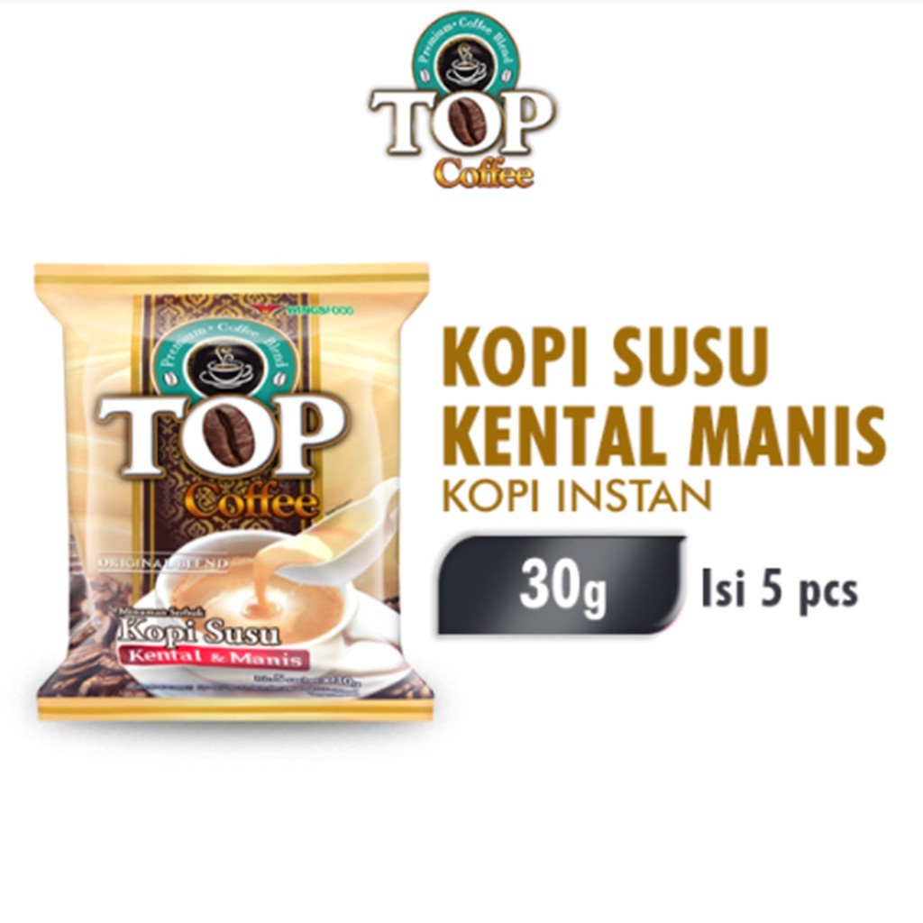 

TOP Kopi Susu Kental Manis 3 In 1 Pack 10 x 30 gr