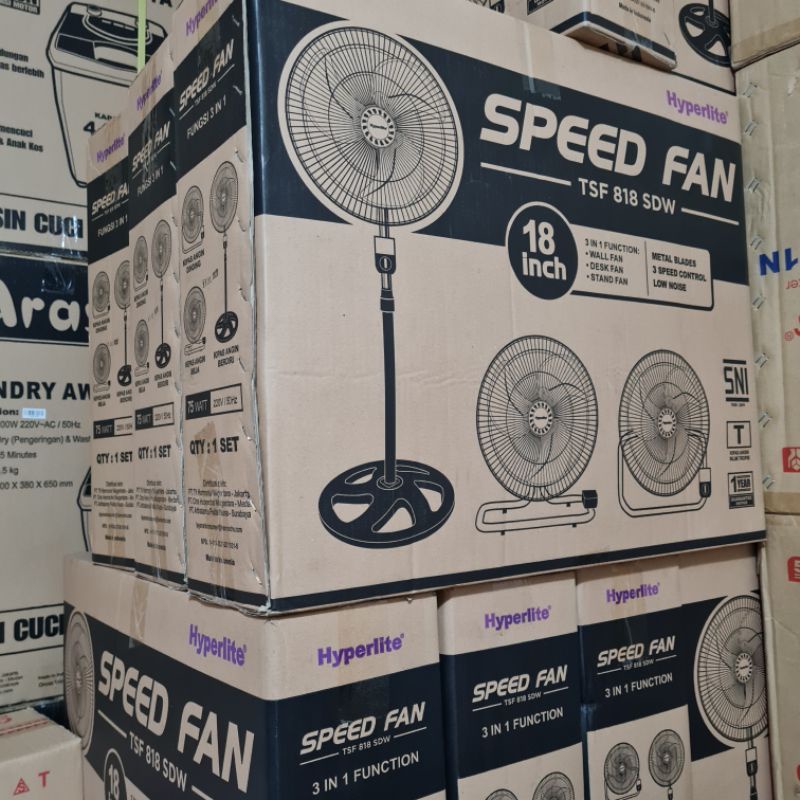 Kipas Angin BESI Arashi(HYPERLITE) Speed FAN 18' inchi 3in1 Duduk - Dinding - Berdiri