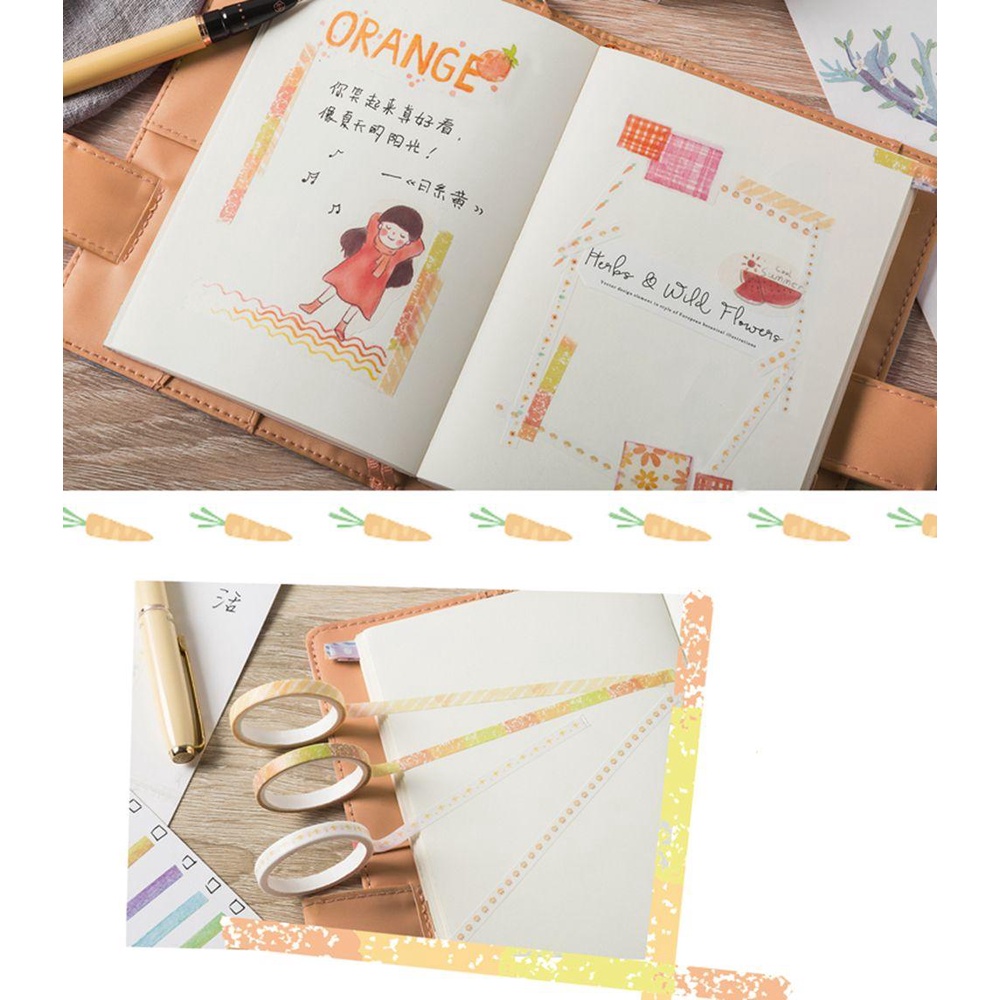 Nanas 10roll.ng Tape DIY Kerajinan Dasar Scrapbooking Colorful Planner Sticker