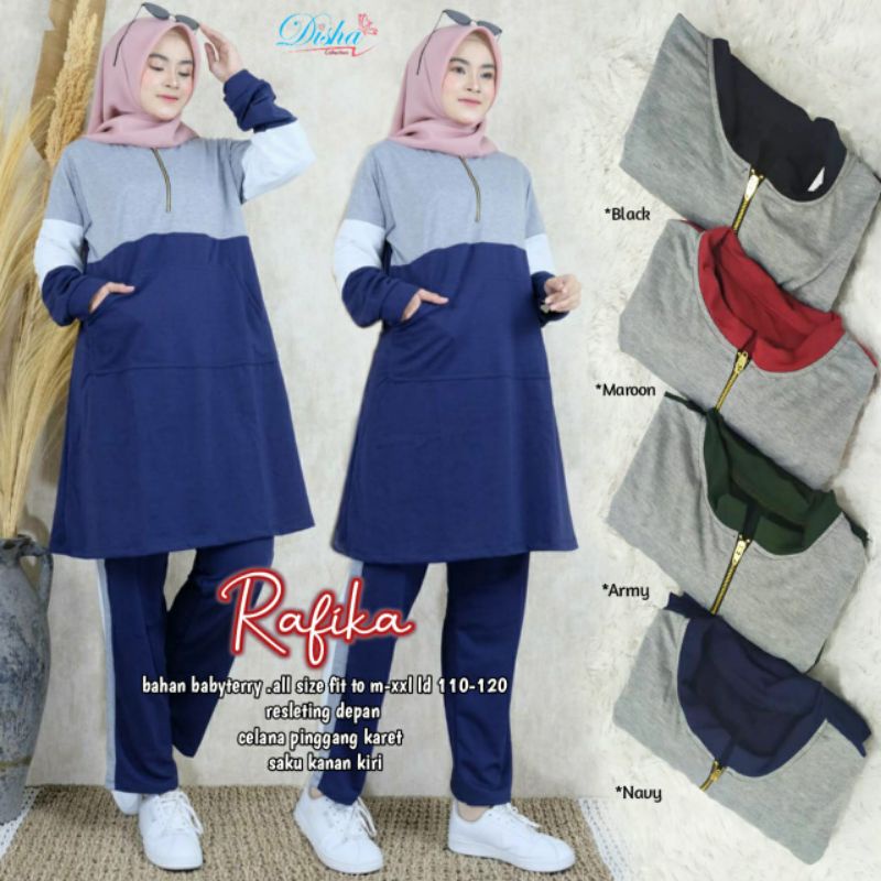 Rafika set by disha / clara sporty by abella / setelan olaraga / sporty set / baju olahraga muslim