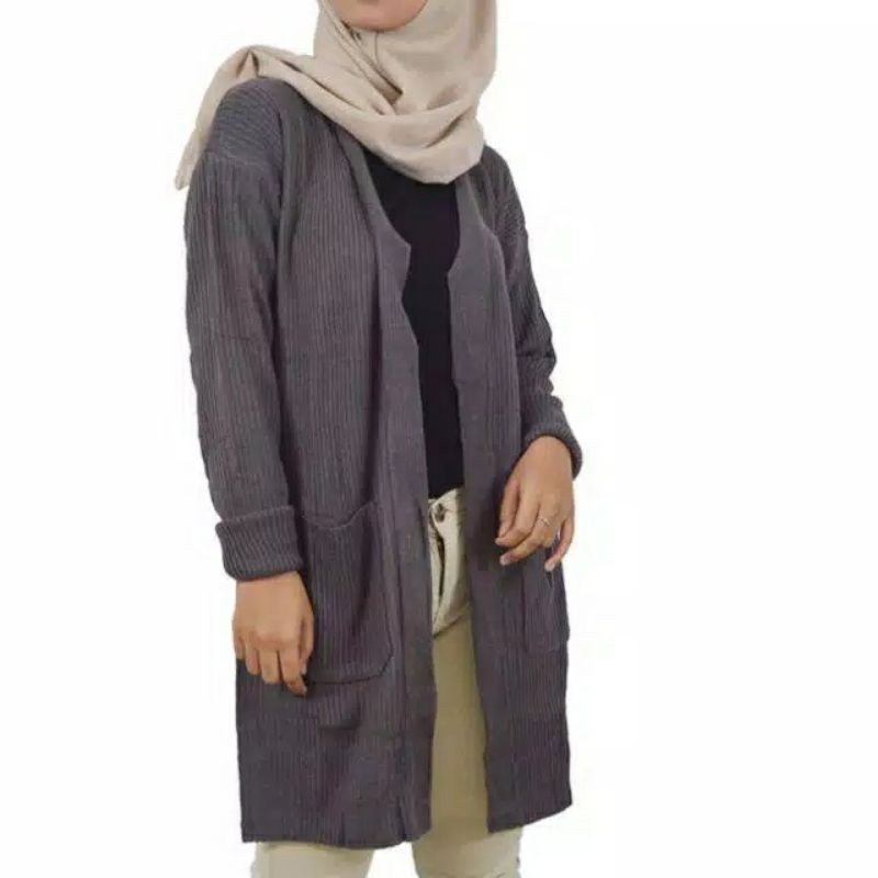 DISCON!!CARDIGAN RAJUT WANITA /LONG CARDIGAn BELLE /CardIgan Oversize /Cardigan Outer wanita /discon-Abu tua