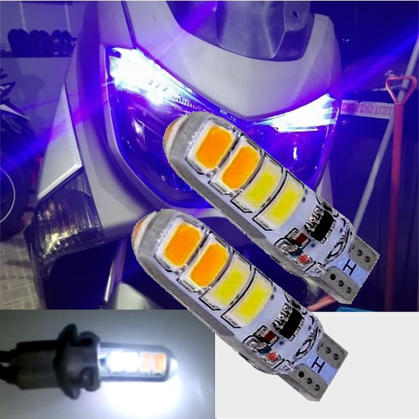 Bohlam Lampu Senja Kota T10 8 LED Strobo Putih Merah