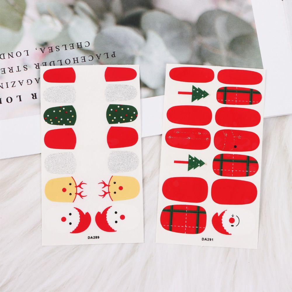 Solighter Stiker Kuku Tahan Air Alat Perlengkapan Manicure Santa Snowman Xmas Dekorasi Gaya Natal