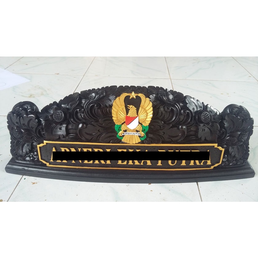 Papan nama LOGO CUSTOM name plate ukiran bali isi logo lambang kualitas ukiran Premium