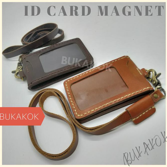 

BISA COD ID CARD HOLDER MAGNET, BADGE HOLDER MAGNET - ID CARD MAGNET KULIT ASLI - Light Brown