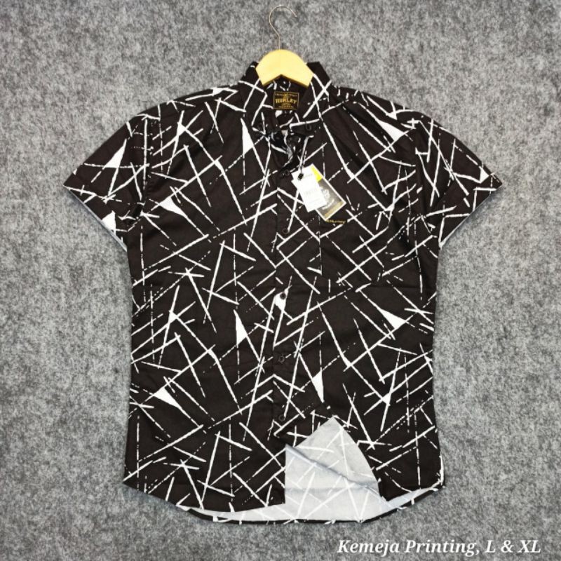 Kemeja Pria Motif Pria Cowok Lengan Pendek Bunga Formal Casual Murah Slimfit All Size M L XL Bagus