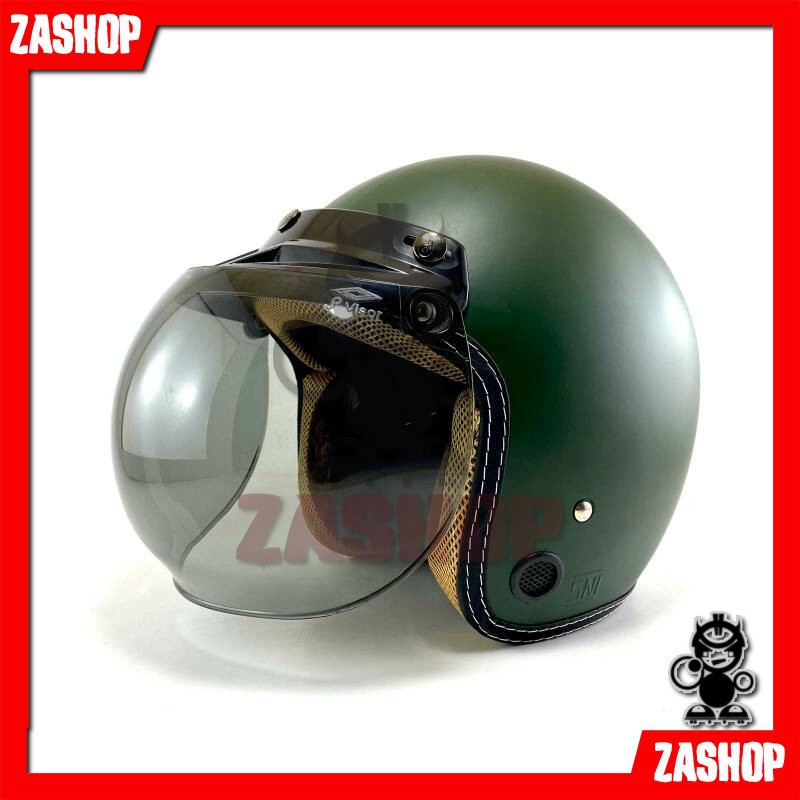 HRLM BOGO POLOS HELM MOTOR SNI HELM BOGO DEWASA POLOS HIJAU ARMY HELM HIJAU ARMY