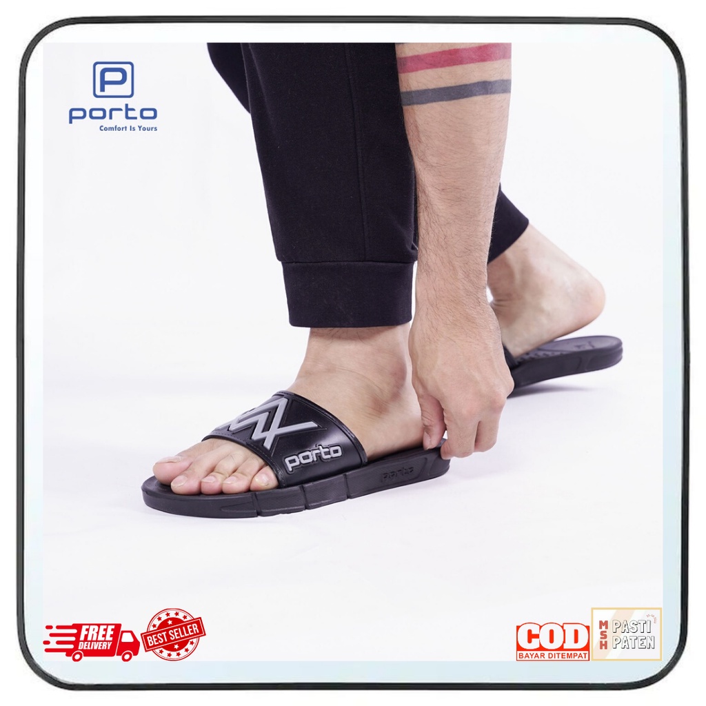 Sandal kasual pria model selop terbaru ori porto 1015m ukuran 39-44 bisa cod