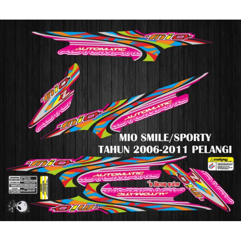 STIKER STRIPING DECAL VARIASI MIO SMILE / MIO SPORTY TAHUN 2006-2009 PELANGI