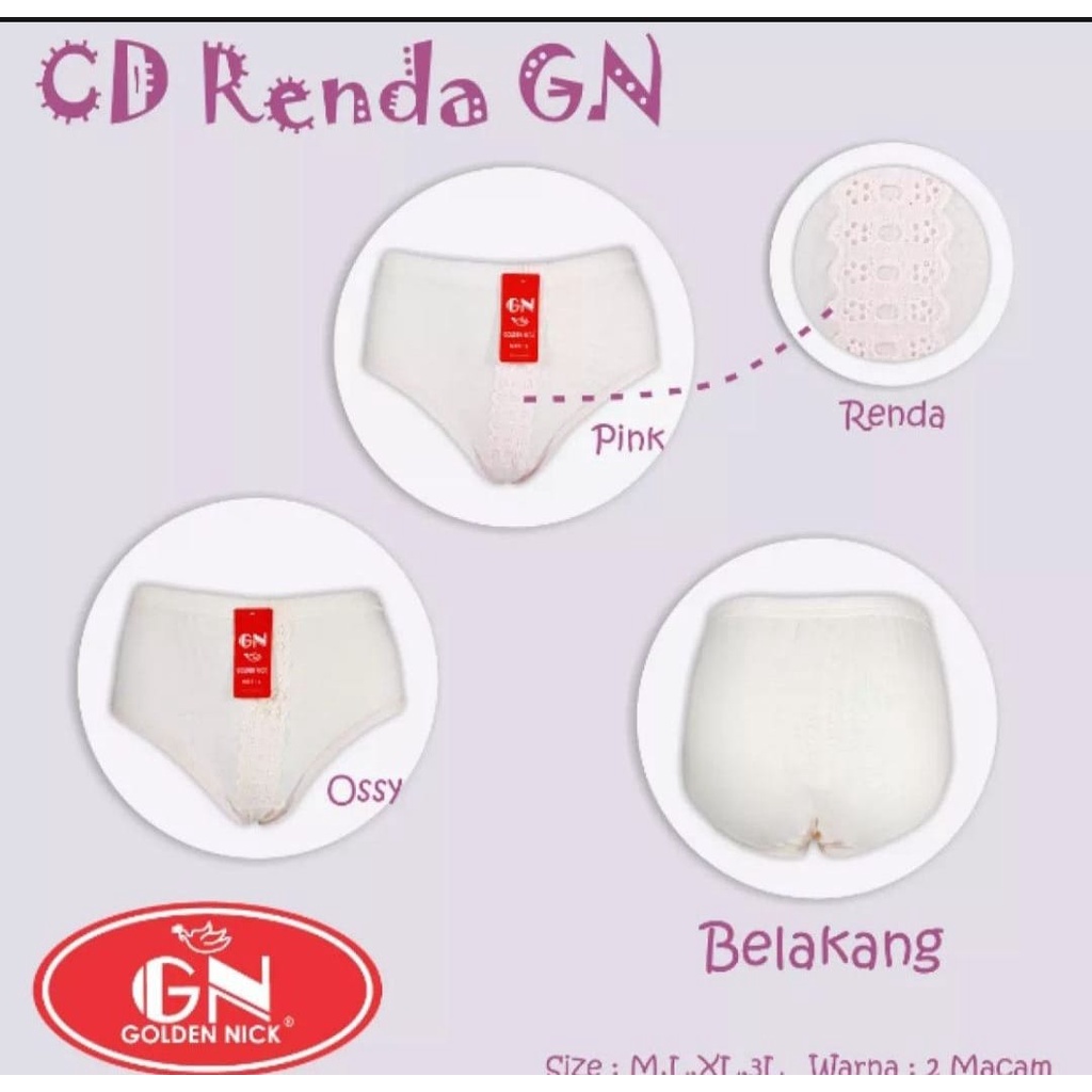 GOLDEN NICK - CELANA DALAM WANITA MEREK GOLDEN NICK / MODEL RENDA / TERMURAH