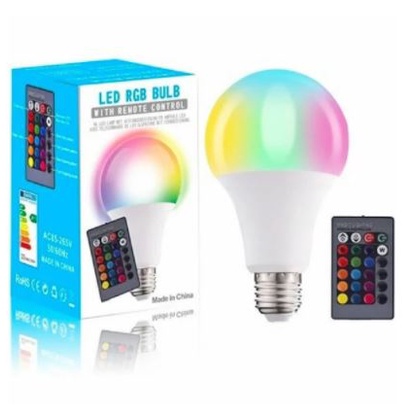 Lampu LED 7w RGB Berubah Warna Free Remot Control Warna Warni 16 Multi Color Bohlam Tidur Hias 7Watt Kelap Klip Tumbler Disco Strobo Disko Dekorasi Biasa Remote Kontrol Original Bisa Ganti Warna Bahan ABS anti pecahTermurah Berkualitas Kurnia Group