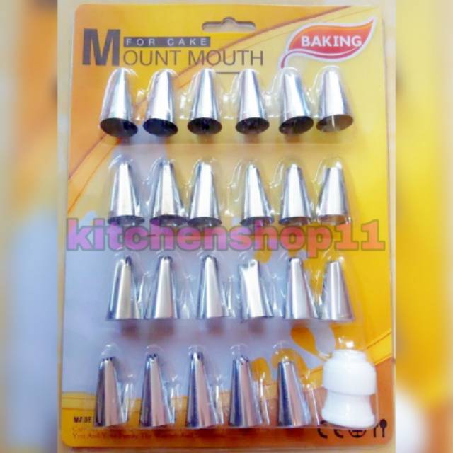 Spuit Mount mouth baking / alat penghias kue / dekorator cake 24pcs / spuit hias kue 24pcs