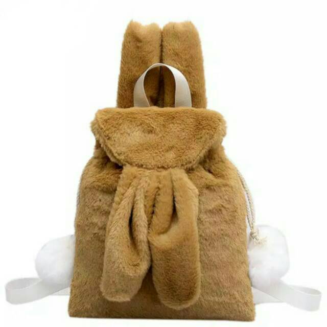 Tas Ransel Pikaboy Lucu Boneka Pompom Rabbit-Tas Ransel Wanita  Backpack Wanita gemoy