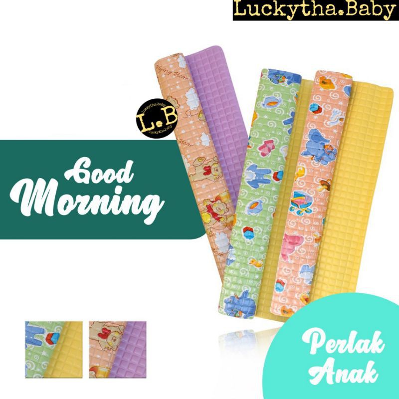 perlak karet bayi good morning full print / alas ompol bayi/ tatakan tidur bayi /perlak good morning