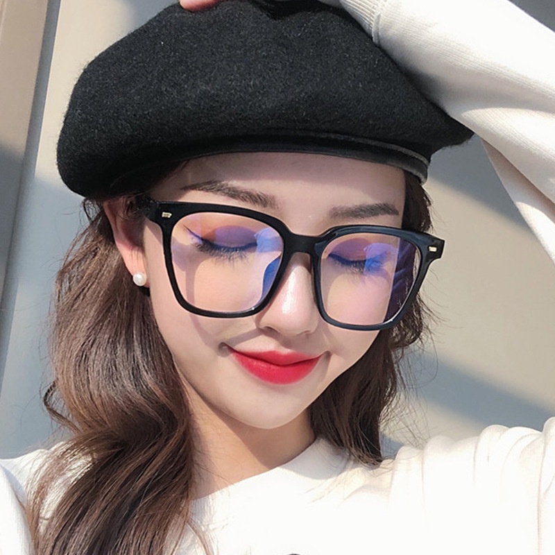 Kacamata anti blue light Bingkai Besar Bentuk Kotak Gaya Retro Korea Untuk Wanita