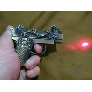 Pengapian Gas Jet Unik Pistol Mini Clasic Motif Singa+Laser