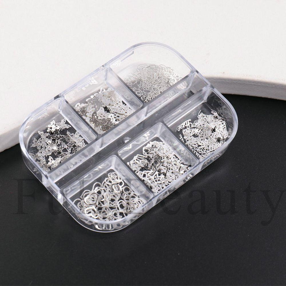 AUGUSTINA Agustina 3D Nail Art Dekorasi Perak INS Nail Tips Nail Flakes Perlengkapan Salon DIY Manicure Aksesoris Nail Sequin