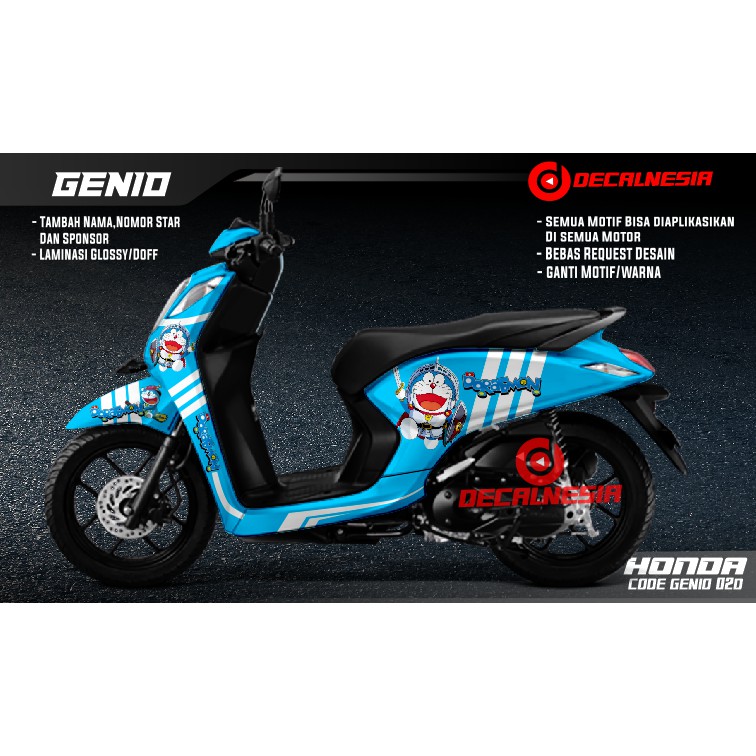 Decal Motor Genio Decal Stiker Genio Custom Stiker Genio Sticker Genio Motif Doraemon Full Body