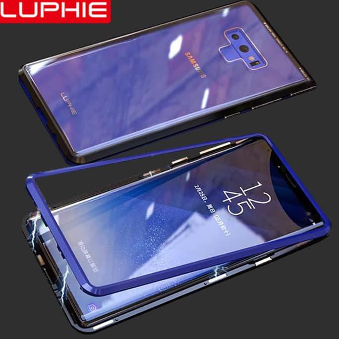 Mantap Luphie Samsung Note 9 Magnetic Aluminium Tempered Glass Case - Hitam Juara