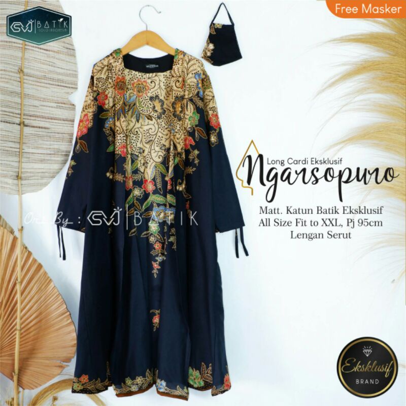 baju atasan wanita long cardi batik ngarsopuro