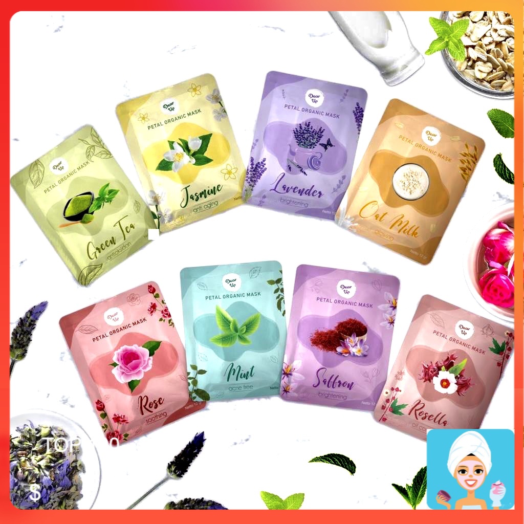 [ML] [TERMURAH SESHOPEE] DEAR UP PETAL MASK 10GR ORGANIC 100% BPOM KEMASAN PABRIK MASKER WAJAH 10 GR