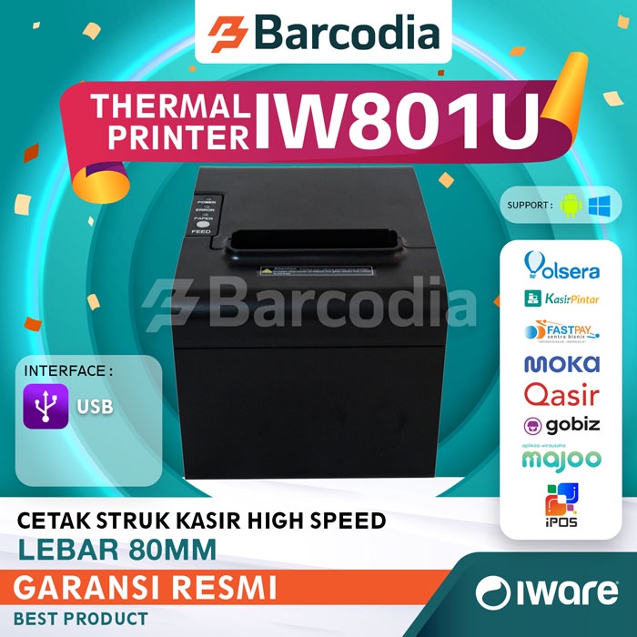 PRINTER THERMAL KASIR 80MM IWARE TP-801U/TP801 USB PORT (AUTO CUTTER) High Speed