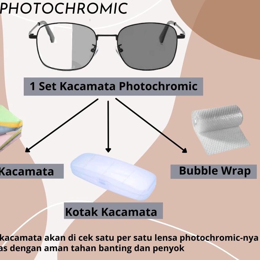 Di⚡kon  [FREE BOX+LAP] KACAMATA PHOTOCROMIC KOTAK kaca mata photocromic kacamata 2 in 1 kacamata photocromic kacamata korea kacamata radiasi Potokromik Model 6639 harga bersaing