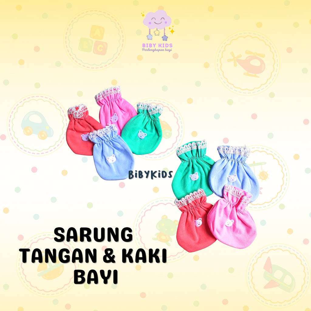 SNI Sarung Tangan Bayi Set Sarung Kaki Murah Perlengkapan Baby Baru Lahir Newborn Unisex Motif Lucu