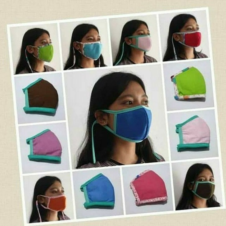 Masker kain 3 lapis /cantolan kuping/Masker kain  polos Warna