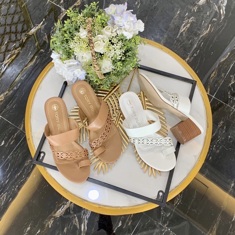 Strappy Chunky heels by Tory Burch Premium import high quality fashion shoes sandal wanita tumit tah