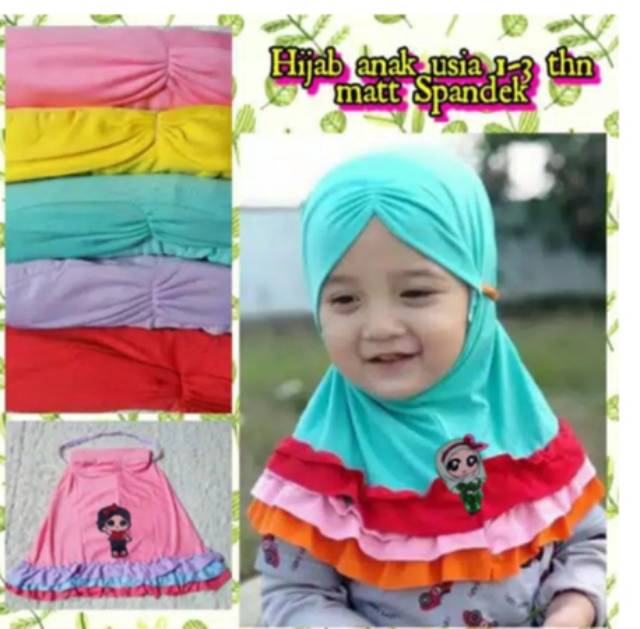 JILBAB ANAK BAYI LUCU 0-3 TAHUN LOL LED MUSIK / HIJAB BAYI ARSYI PELANGI LOL LED MUSIK