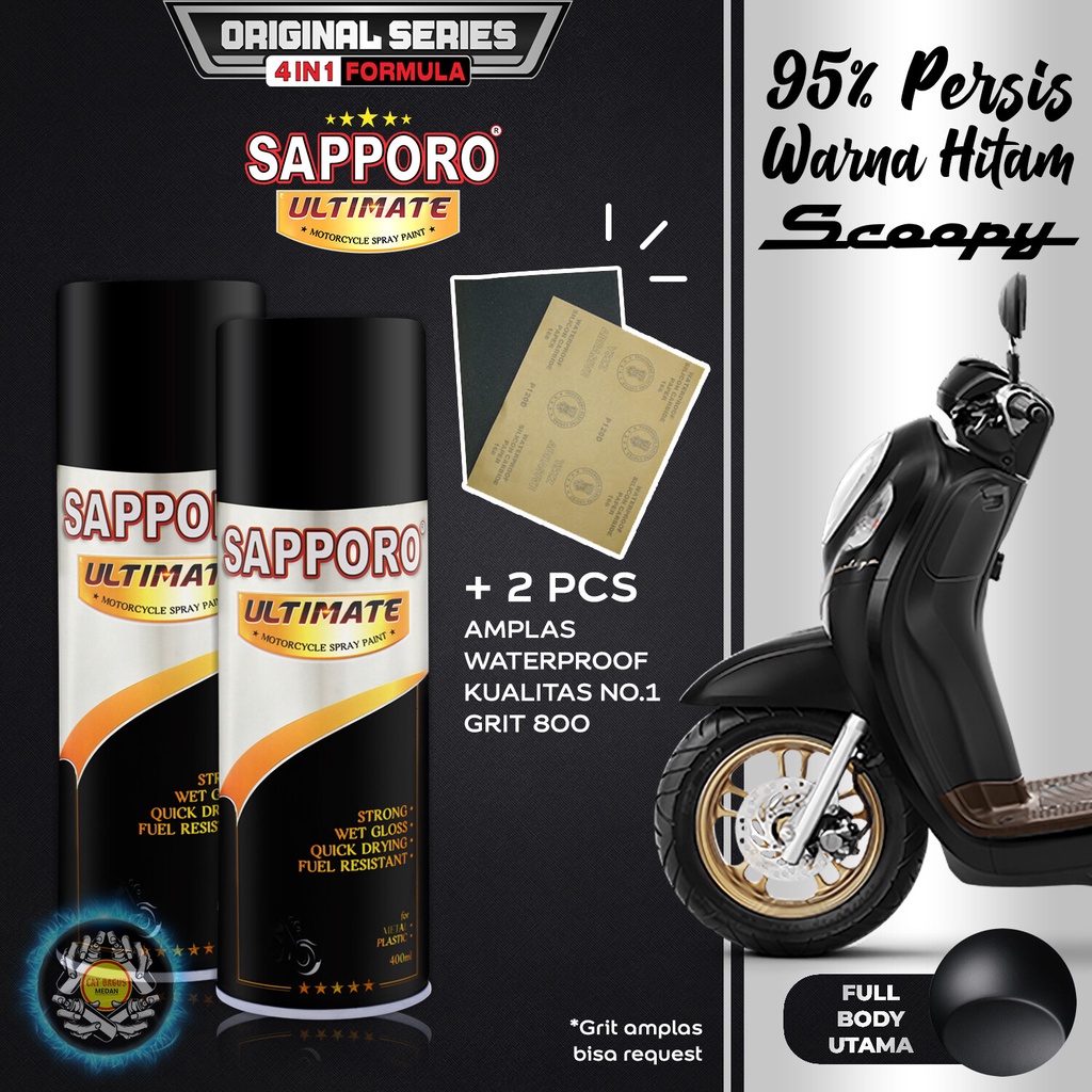 PAKET HITAM DOFF SCOOPY SAPPORO ULTIMATE 4 IN 1 OH01 PRESTIGE MATTE BLACK HONDA ORIGINAL CAT SEMPROT