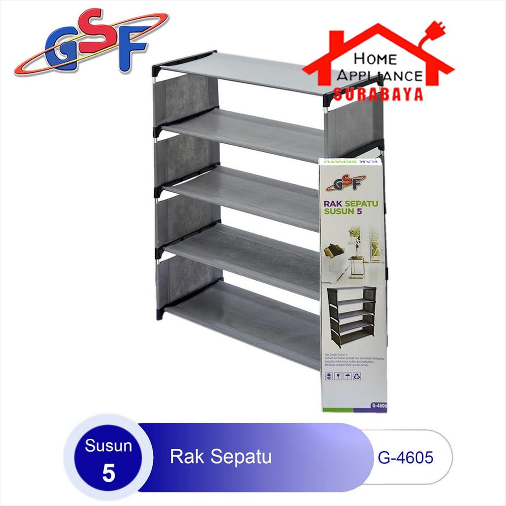 Rak Sepatu - Sandal Kain 5 Susun 4 Ruang Portable Multifungsi GSF G 4605 / Susun 4 Zig Zag GSF 4604