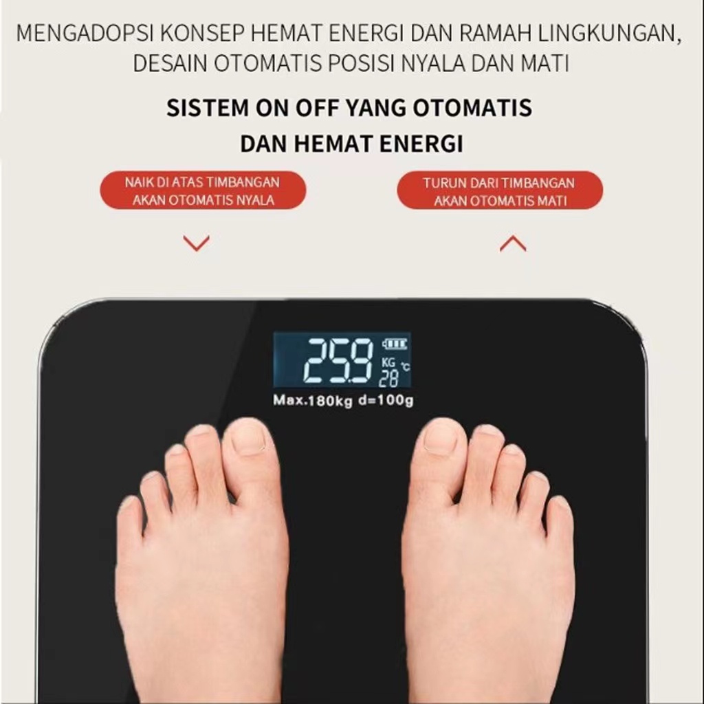 Ready - Timbangan Badan Digital USB 180 kg - Timbangan badan digital baterai  - Free Buble wrap