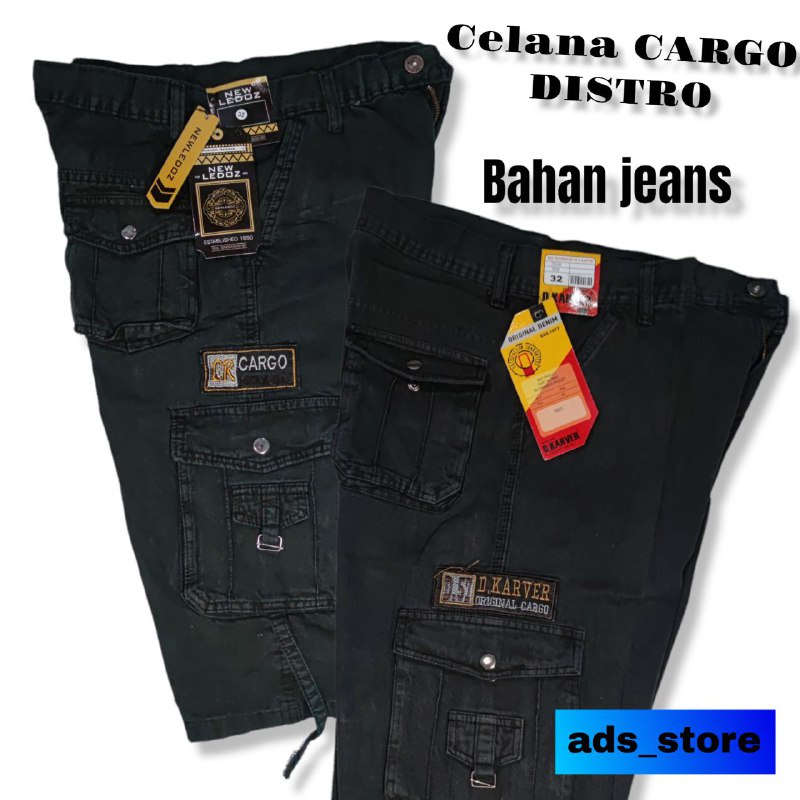 Celana Cargo Pria Bahan Jeans Denim Panjang 3/4 3 4 Bawah Lutut Size 27-32