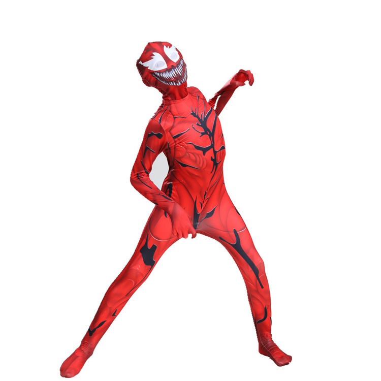 Cosplay VENOM Kostum Anak Christmas And Halloween Party Kostume Racun Spiderman Jumpsuit + Topeng