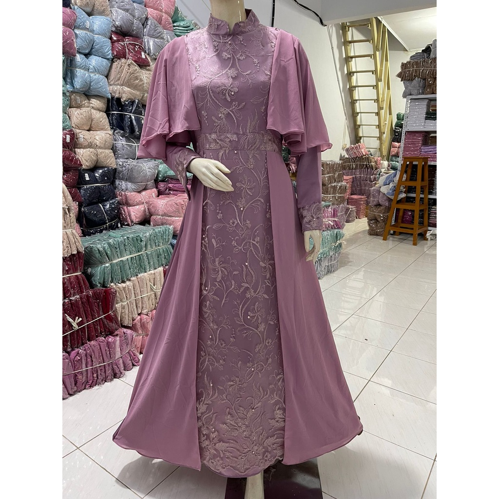 GAMIS  MIKAYLA Baju Muslim Wanita Jumbo Gamis Brukat Tile Remaja Dewasa Premium Fashion Gamis Kondangan