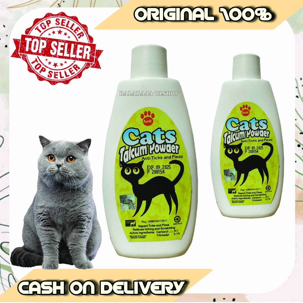 BEDAK KUCING ANTI KUTU - CATS TALKUM POWDER ANTI TICKS AND FLEAS