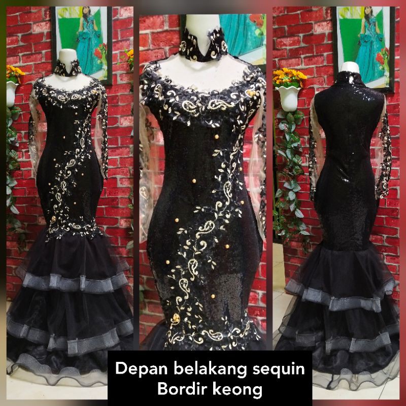 baju singer/baju penyanyi/dres singer/baju pesta/full sequin hitam