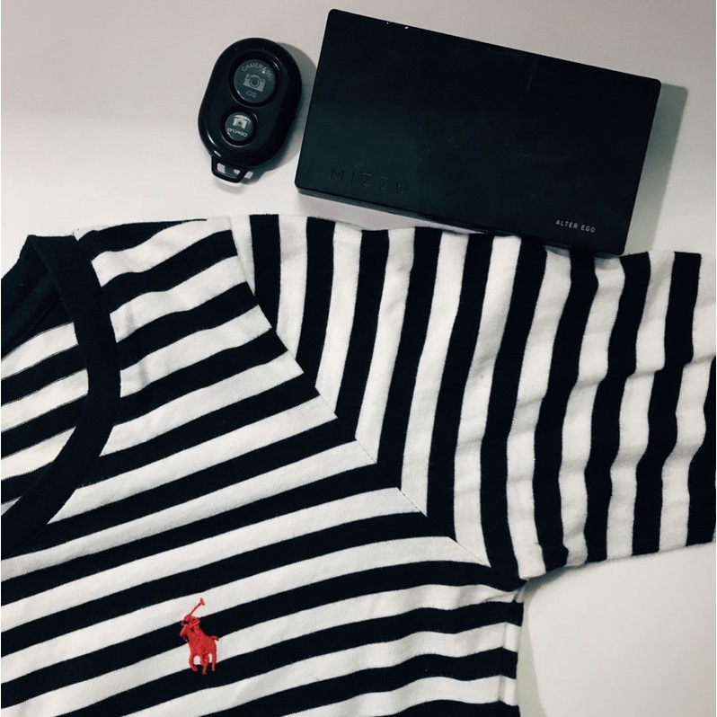 [PRELOVED] KAOS PANJANG ORIGINAL POLO STRIP HITAM PUTIH SIZE S