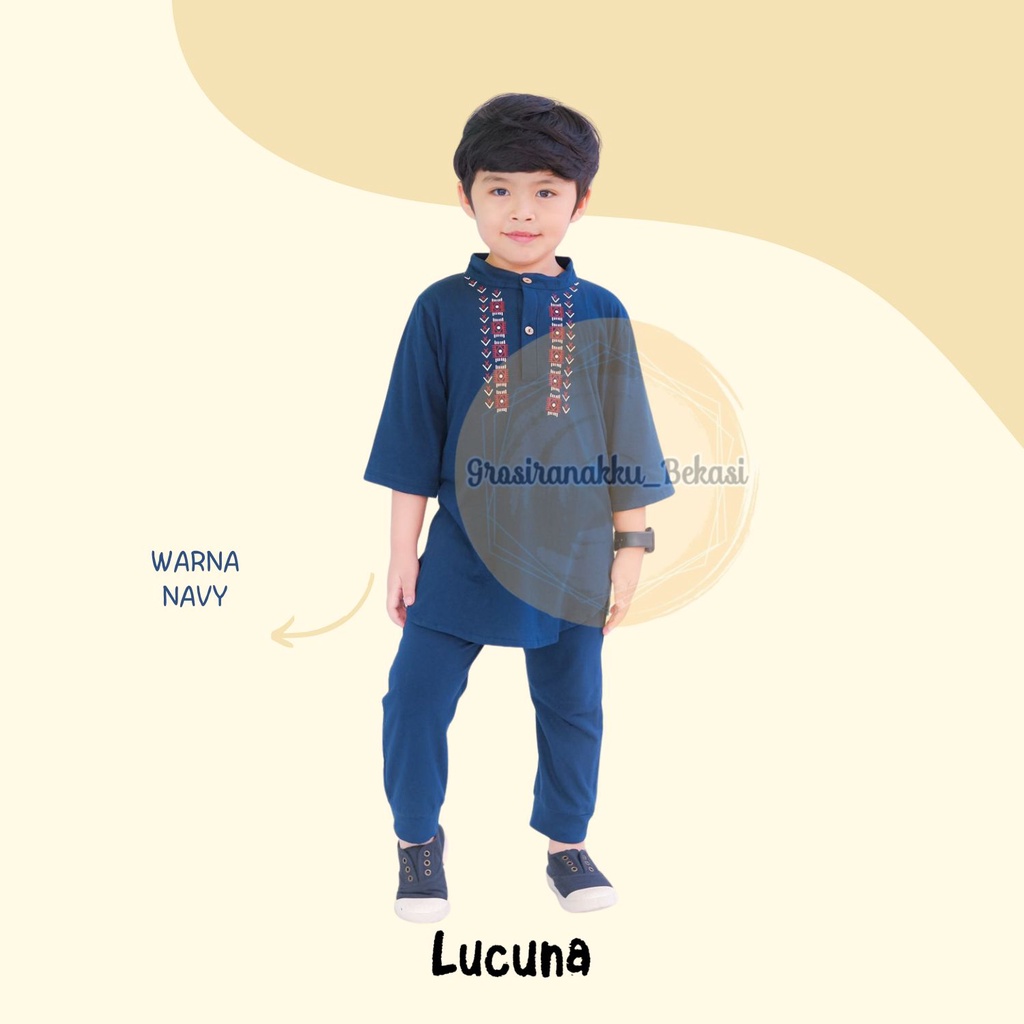 Setelan Koko Anak Fawaz Lucuna Warna Navy Size 1-5 Thn