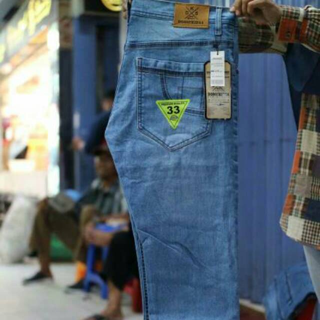 Celana pencil cowok ice blue dikies fit 27-38