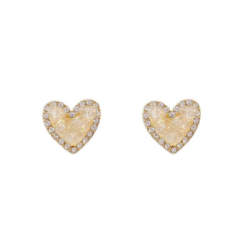 Anting Tusuk Sterling silver 925 Desain Hati Hias Kristal Berlian Imitasi Mewah Berkilau Untuk Wanita